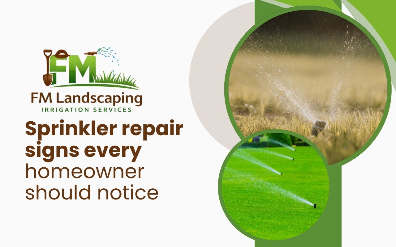 Sprinkler repair signs shown by dry spots and patchy brown grass on a lawn