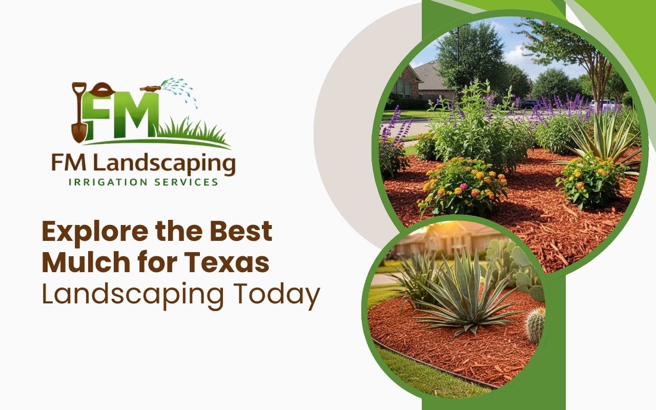 Cedar mulch used as the best mulch for Texas landscaping in a residential garden bed