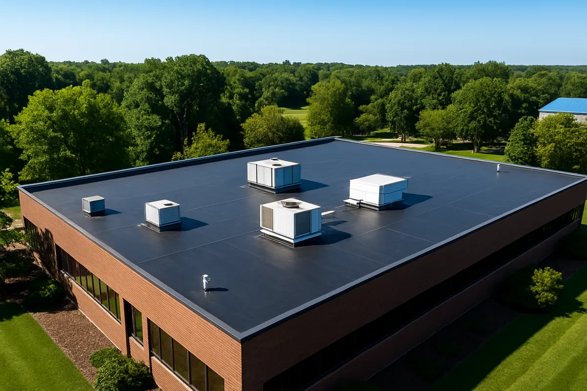 EPDM roofing installation on flat Florida commercial roof