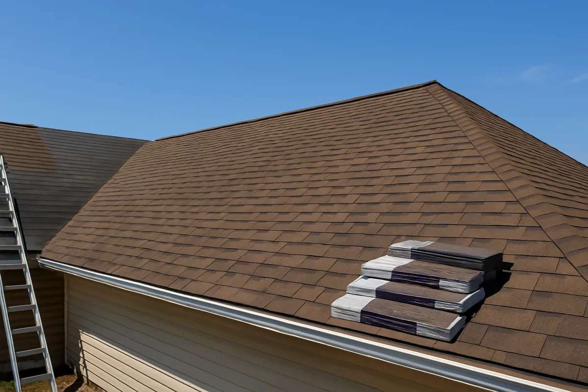 Crew performing full roof tear-off and prep in Florida