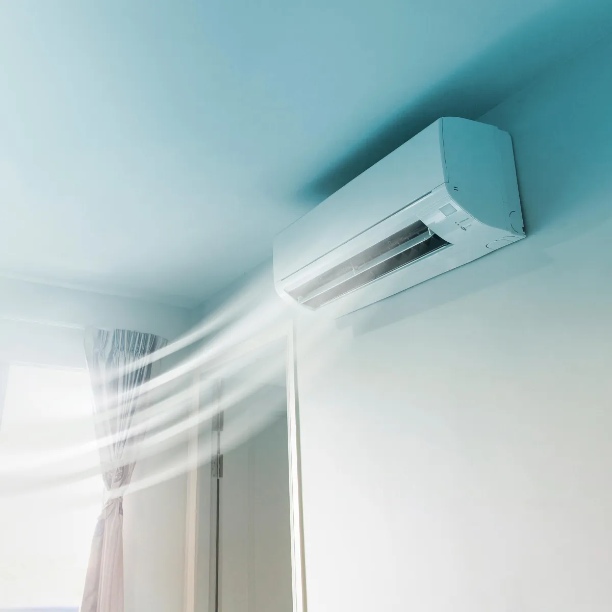 Wall-mounted AC releasing cool airflow indoors. Soligo Air’s Central Florida AC Tune Up Inspection delivers comfort, efficiency, and healthier air.