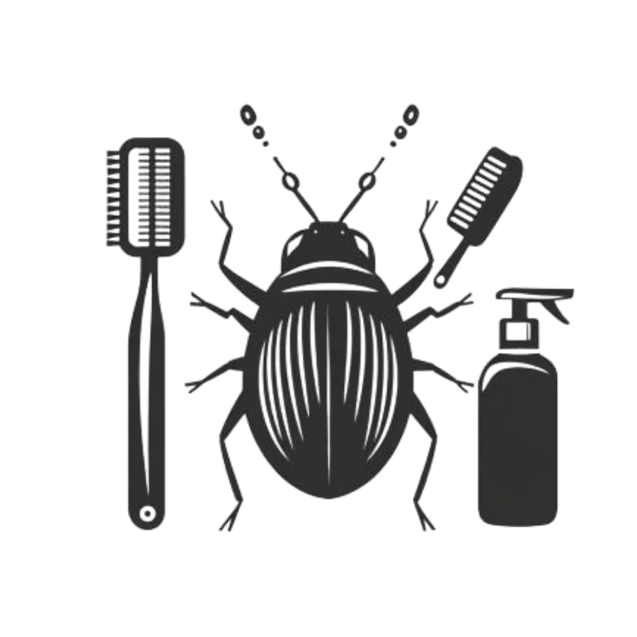 Stinkbug alongside cleaning equipments