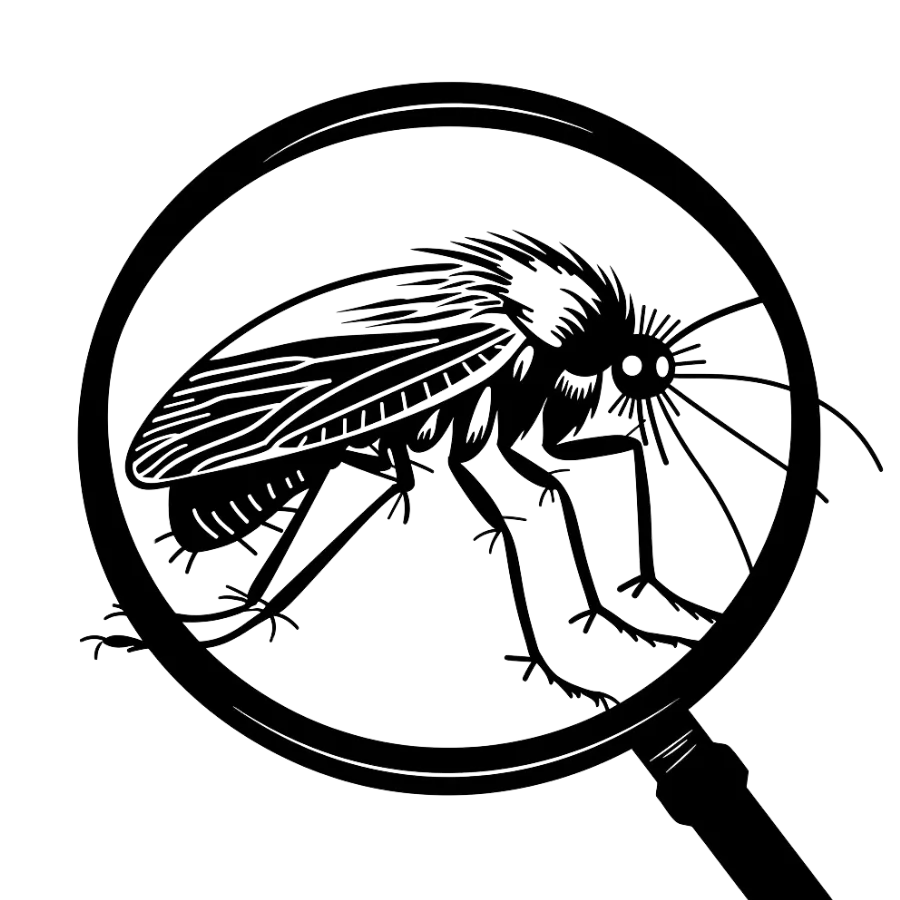 Flea underneath a magnifier