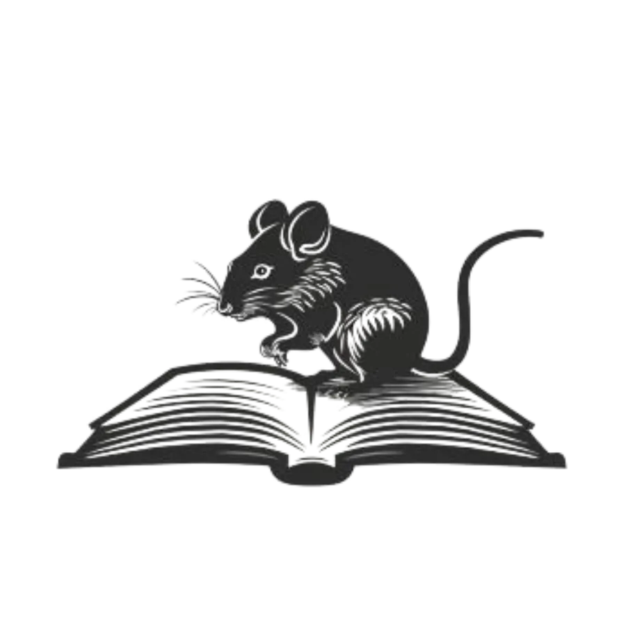 Rodent sitting on an open book