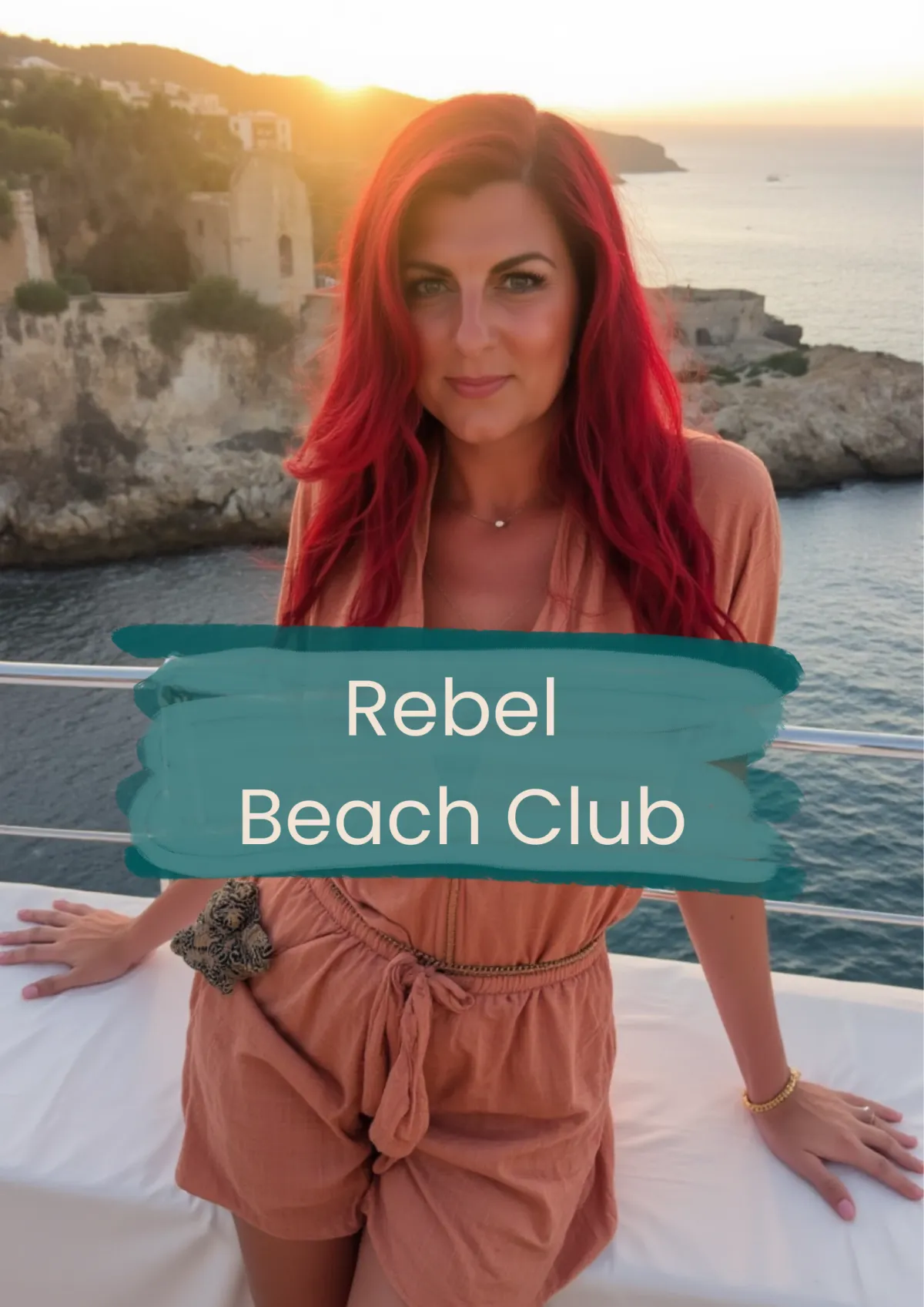 Woman with red hair and hart glasses