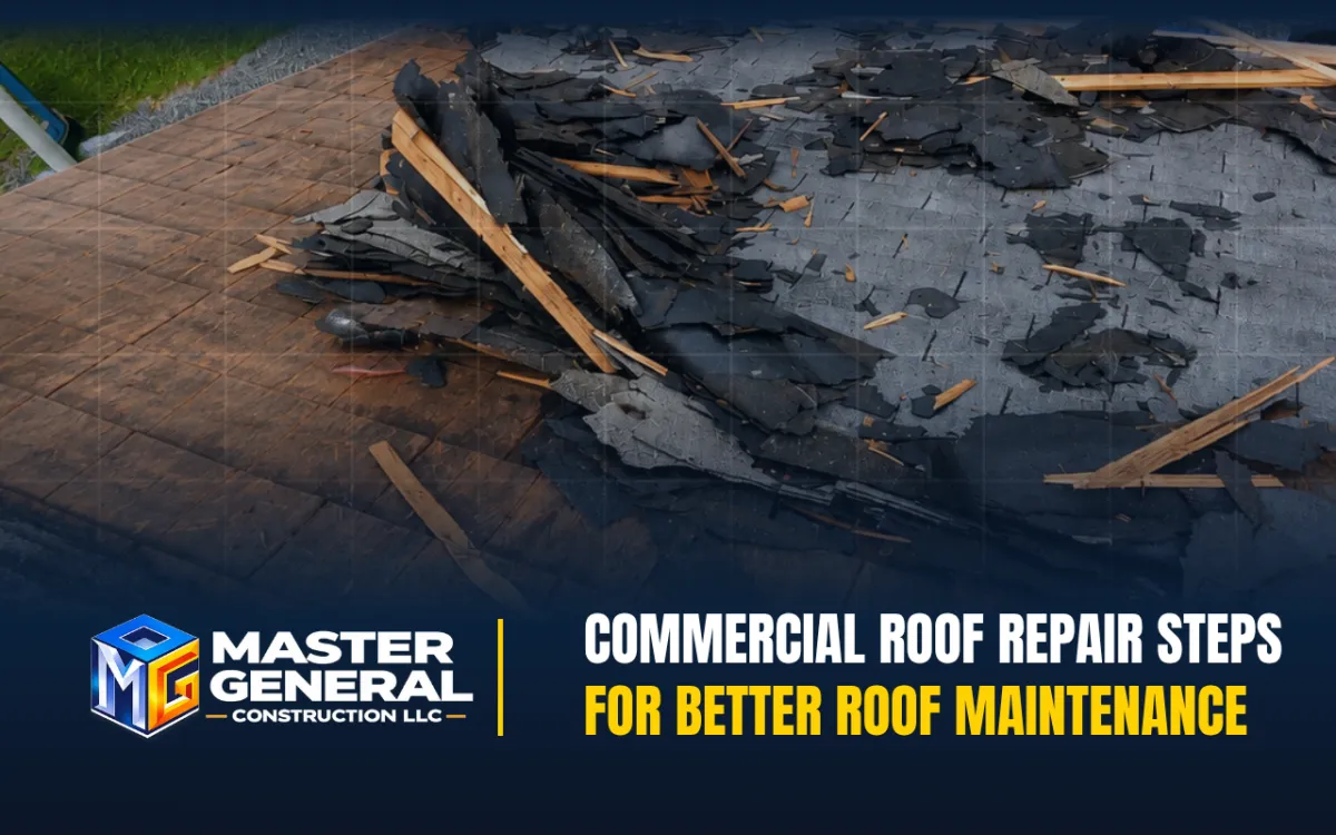 Commercial roof repair inspection for signs of membrane damage