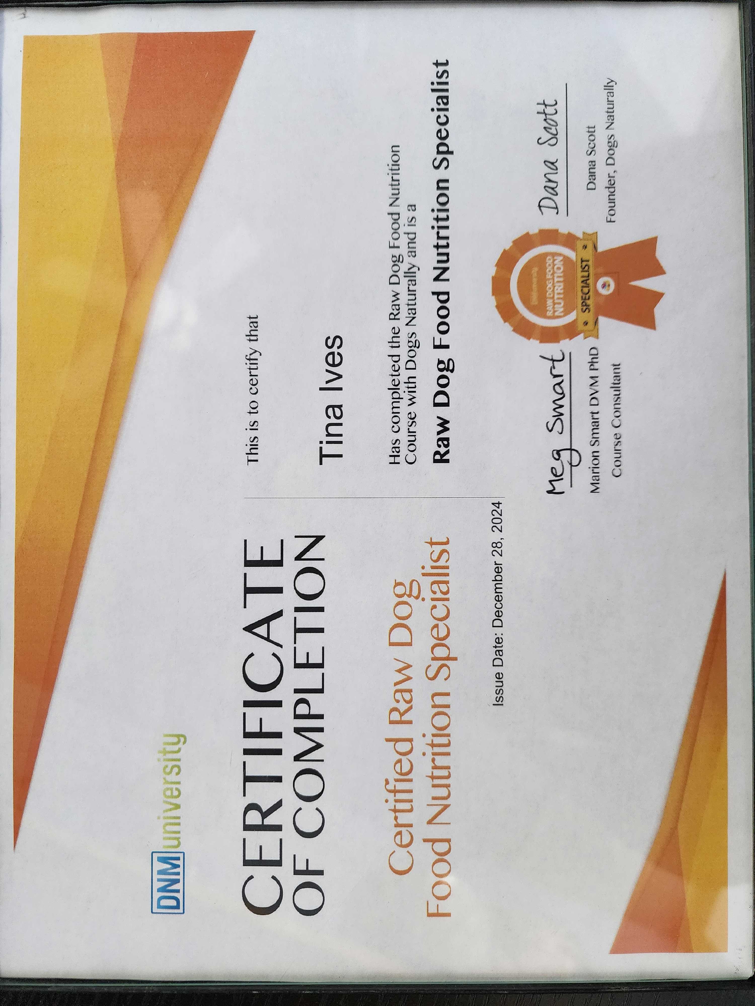 Certified Raw Dog Food Nutrition Specialist - Tina Ives