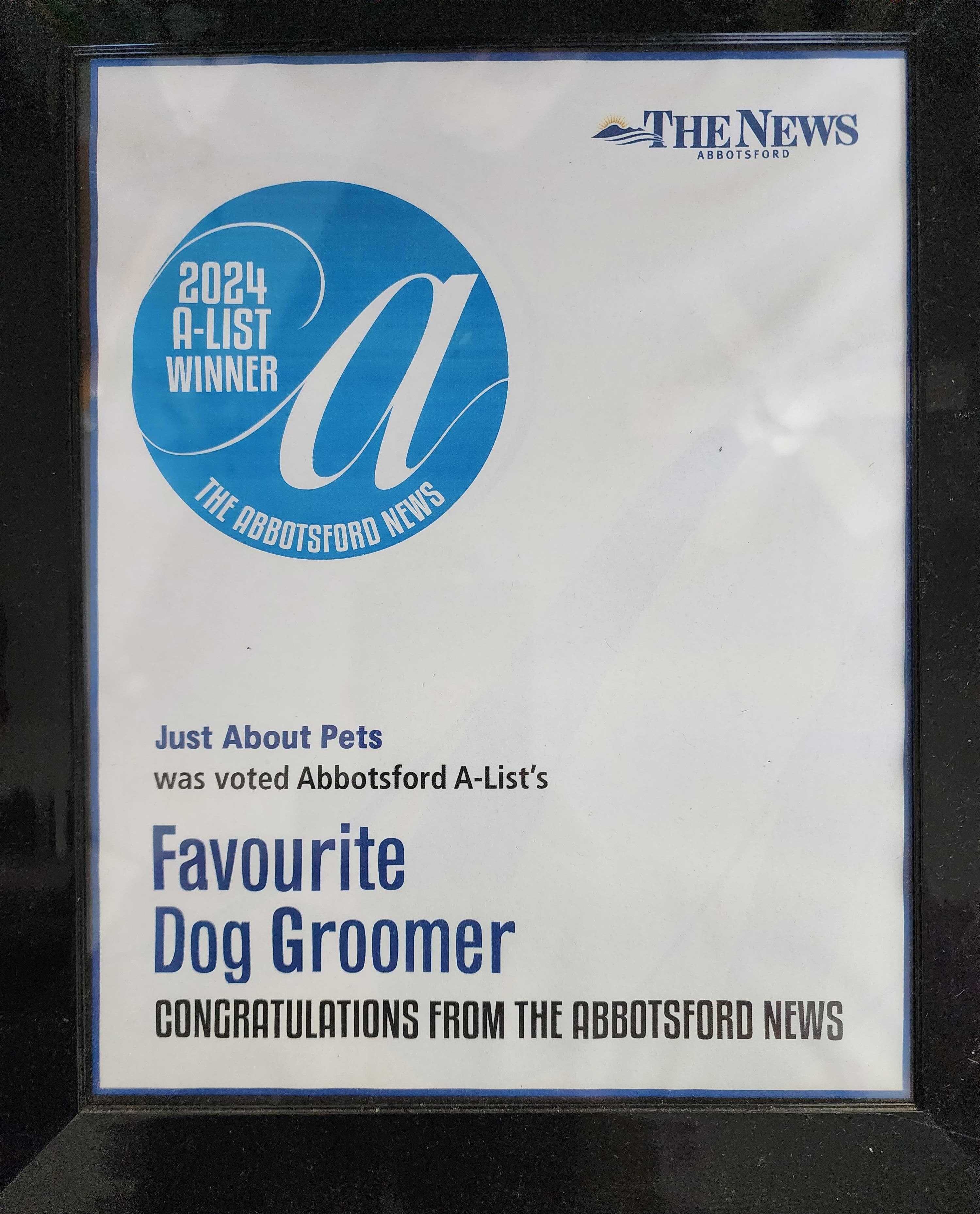 Favourite Dog Groomer - 2024 A-List Award