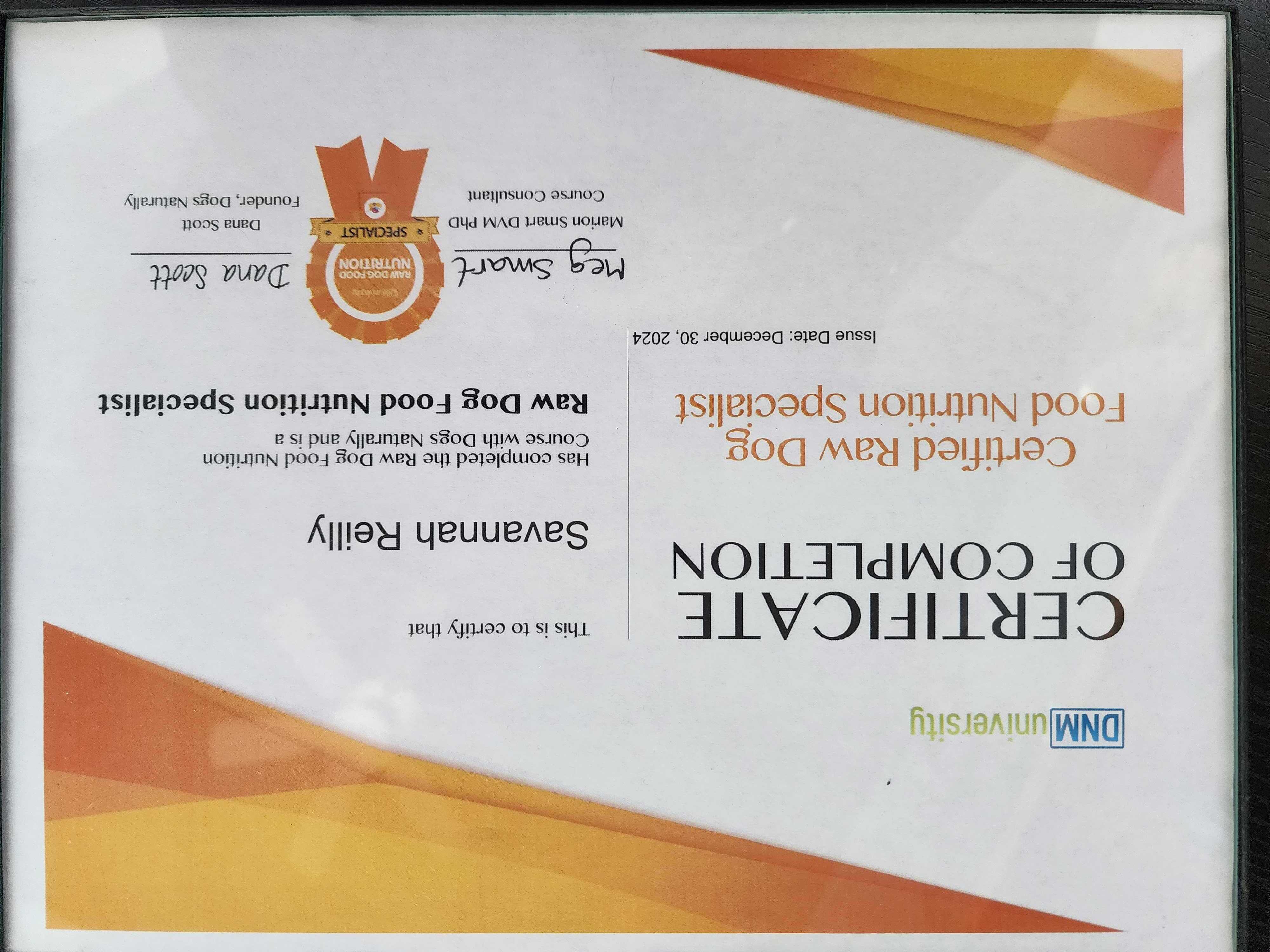 Certified Raw Dog Food Nutrition Specialist - Savannah Reilly