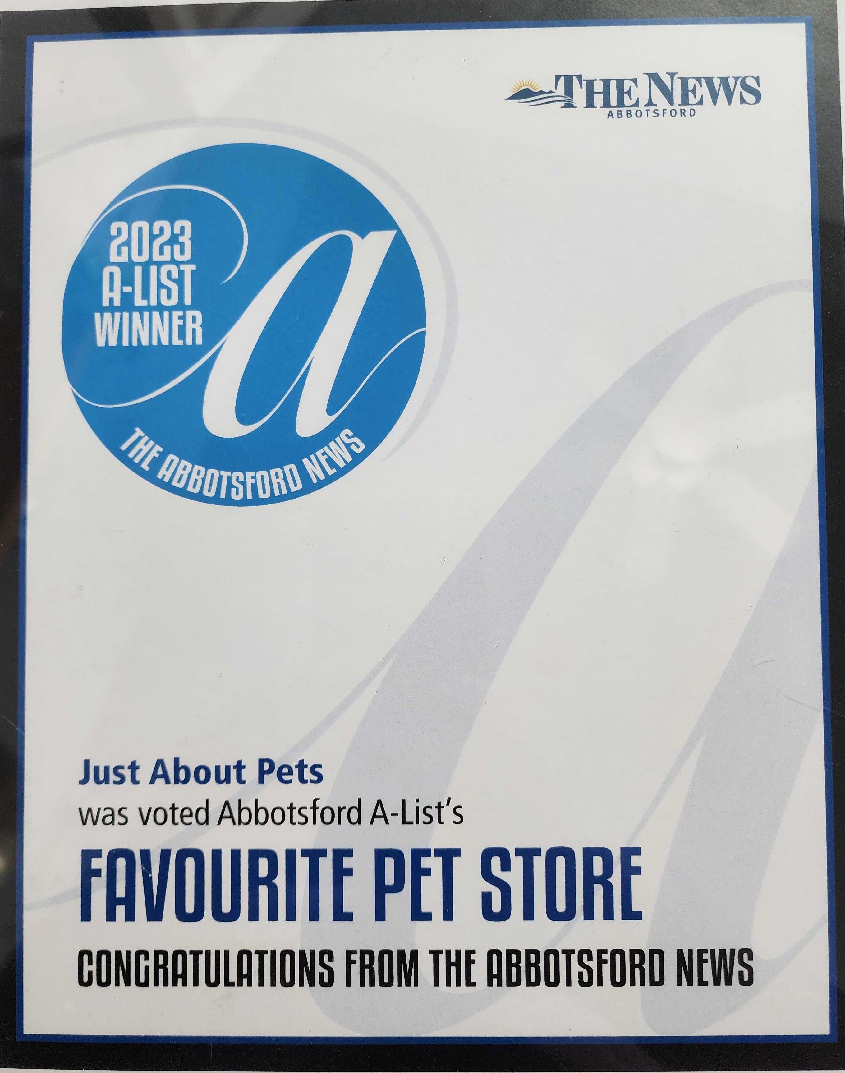 Favourite Pet Store - 2023 A-List Award