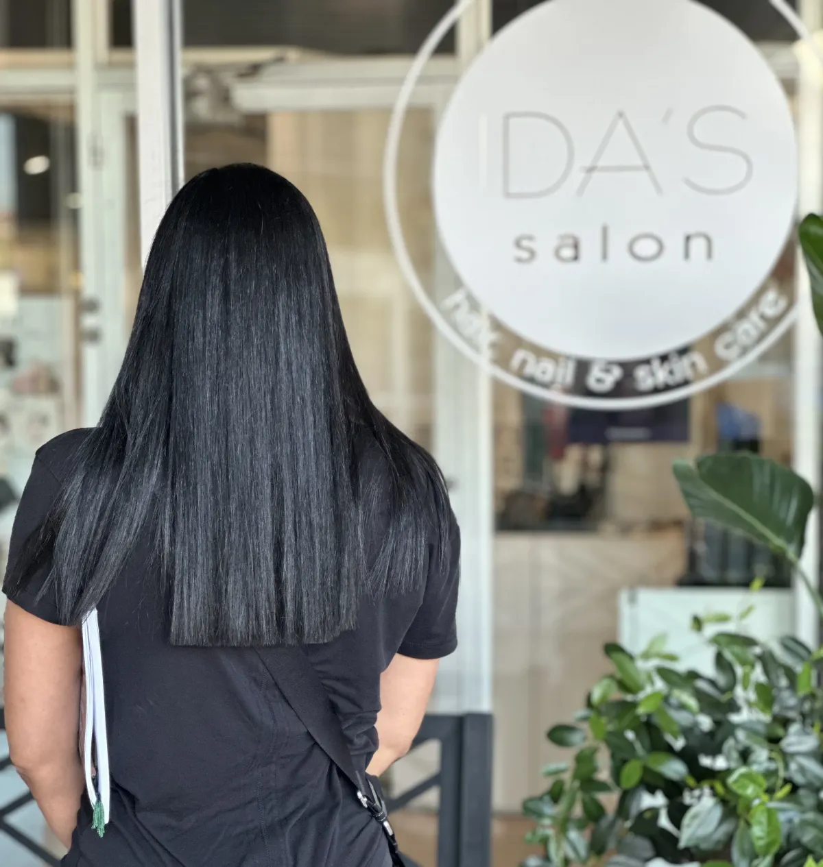 Hair color consultation with a client at Ida's Salon