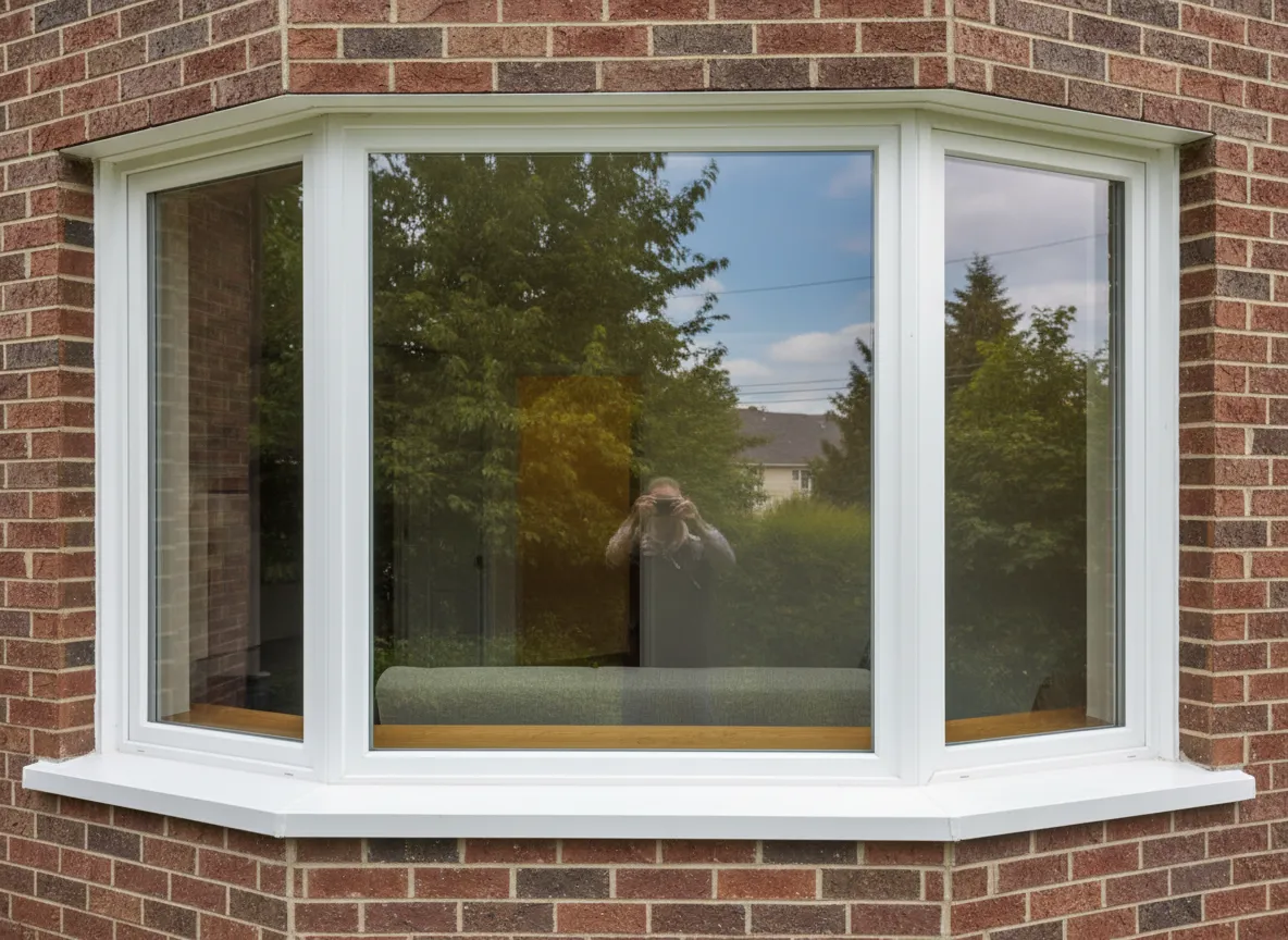 Close-up of a large bay window on a home, illustrating the type of window discussed in this article