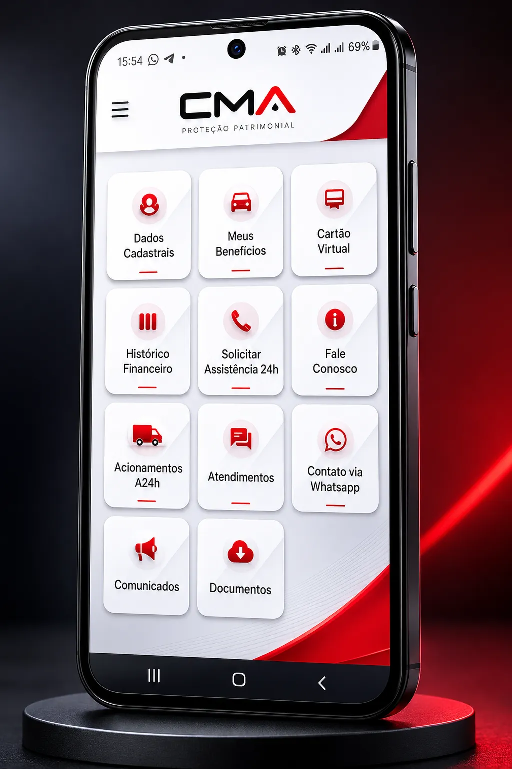 Mockup do aplicativo premium