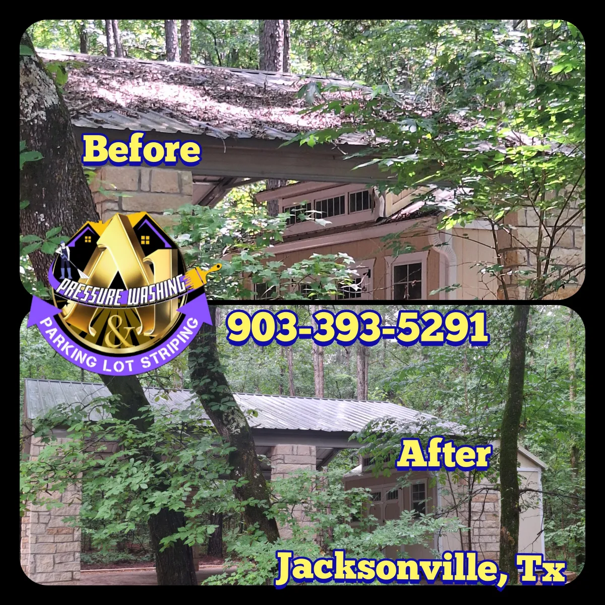 residential roof washed in jacksonville tx