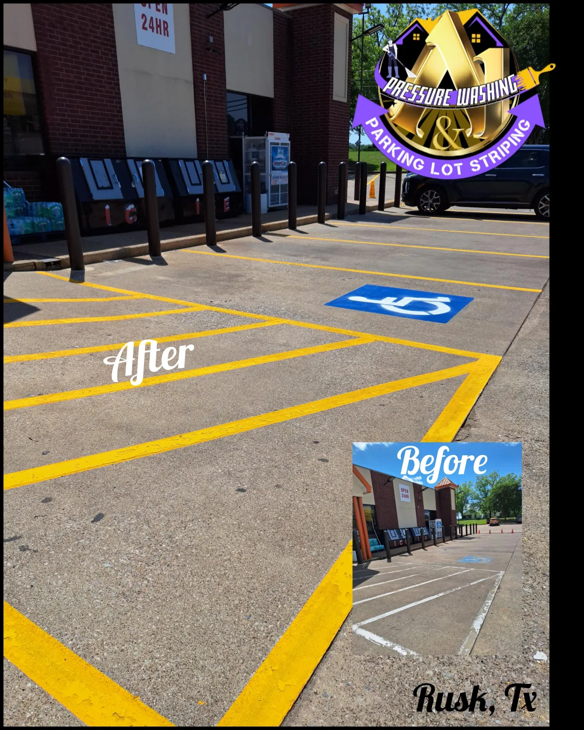 commercial parking lot striped in rusk tx