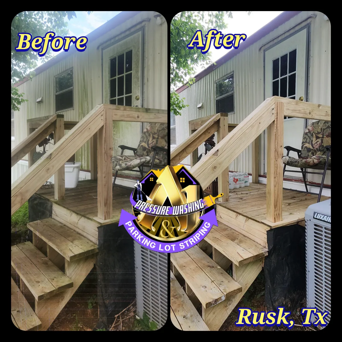a1 pressure washing & parking lot striping before and after deck cleaning