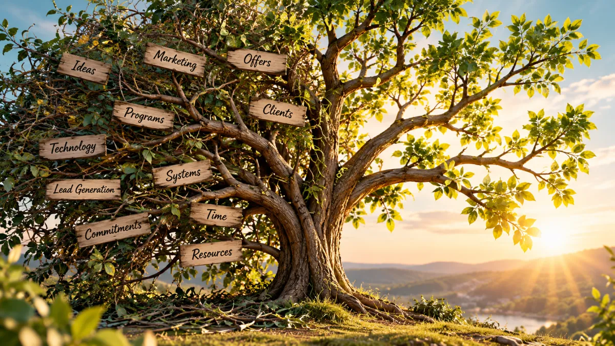 Overgrown business tree pruned to create clarity and direction