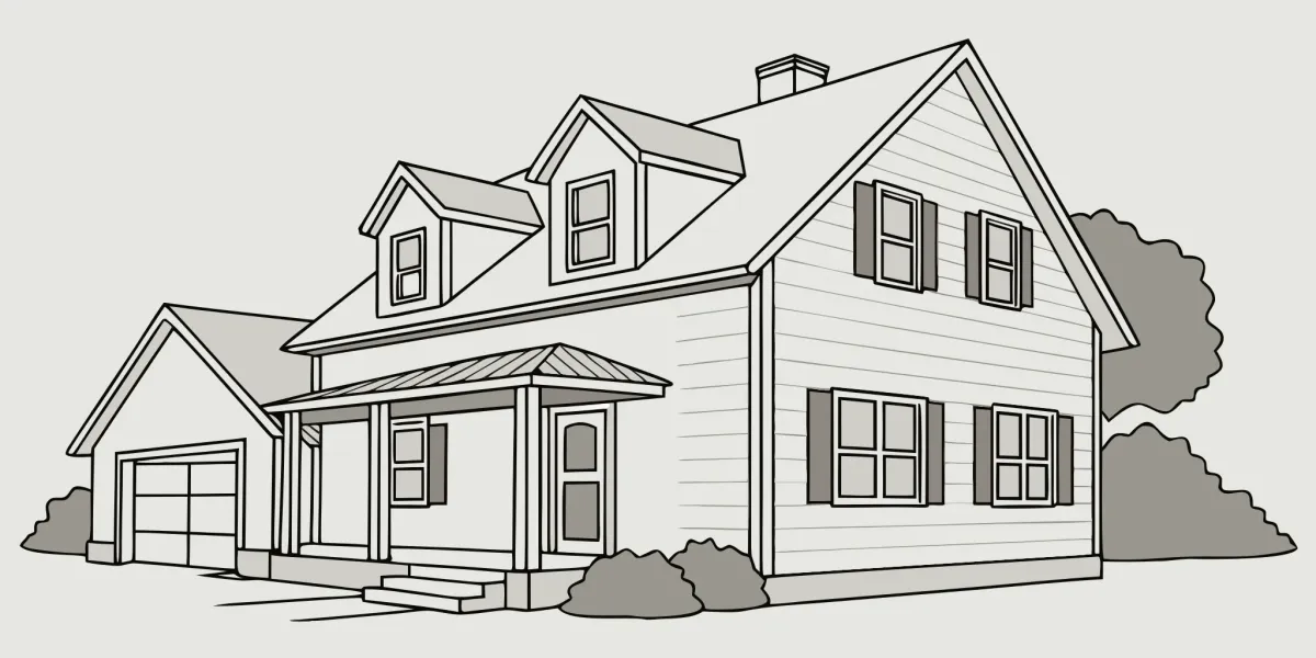 Before and after pictures of a home exterior renovation with improved curb appeal.