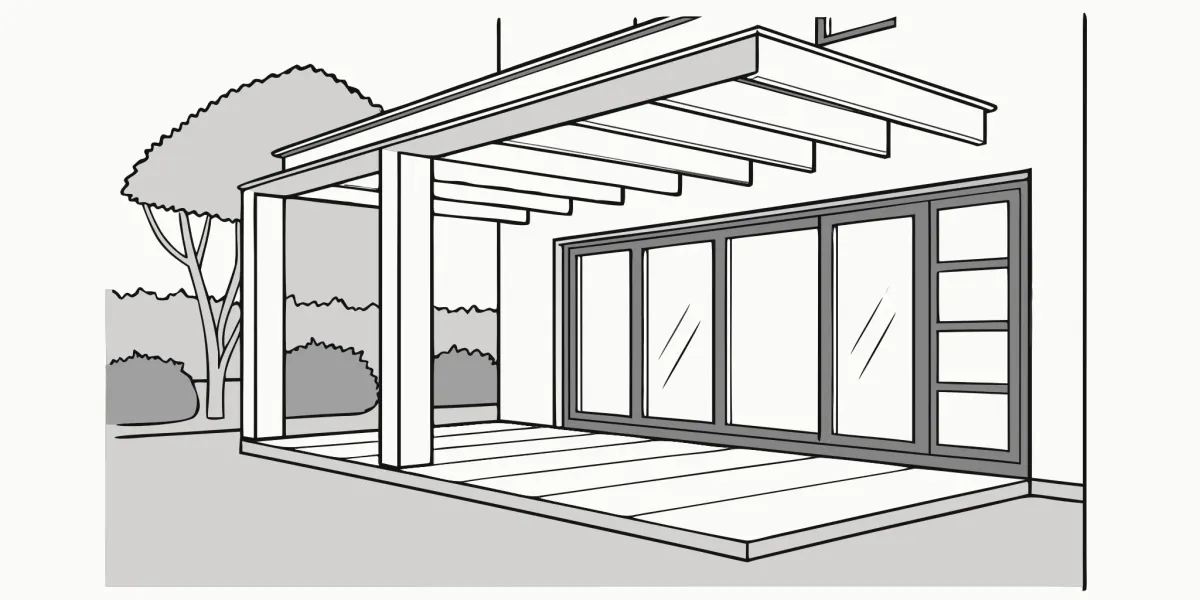 New sliding patio door installation opening onto a covered patio.