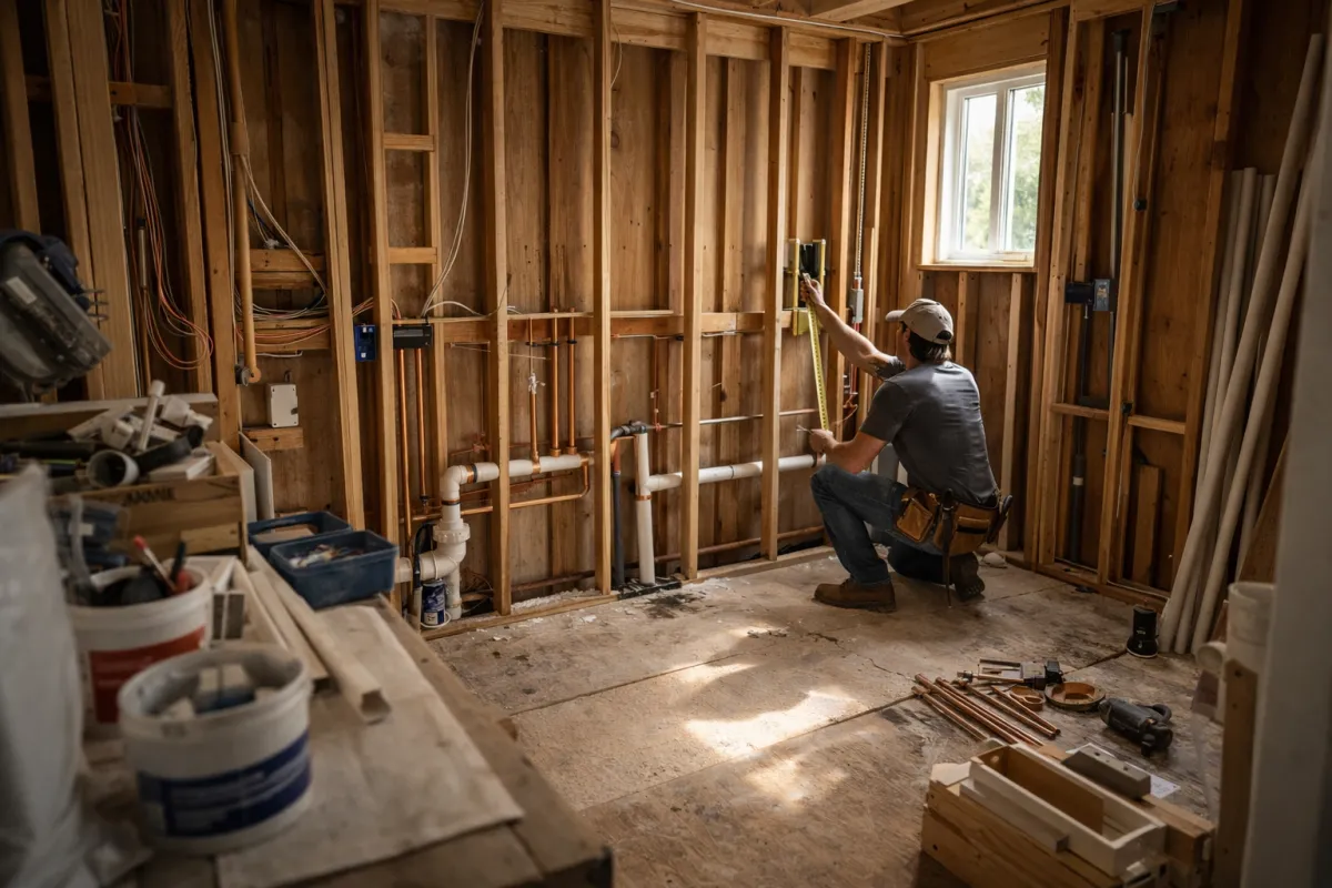 bathroom addition los angeles construction plumbing framing and new bathroom build