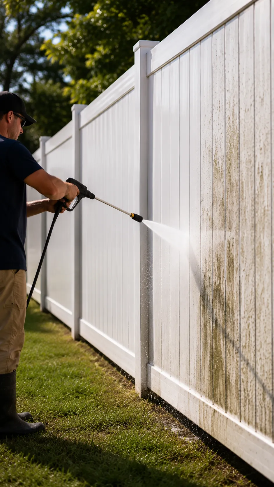 Industrial pressure washing equipment in action