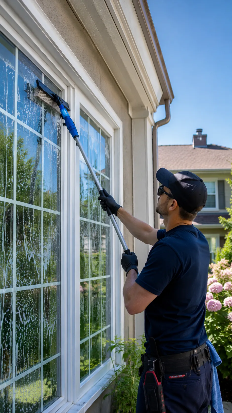 Industrial pressure washing equipment in action