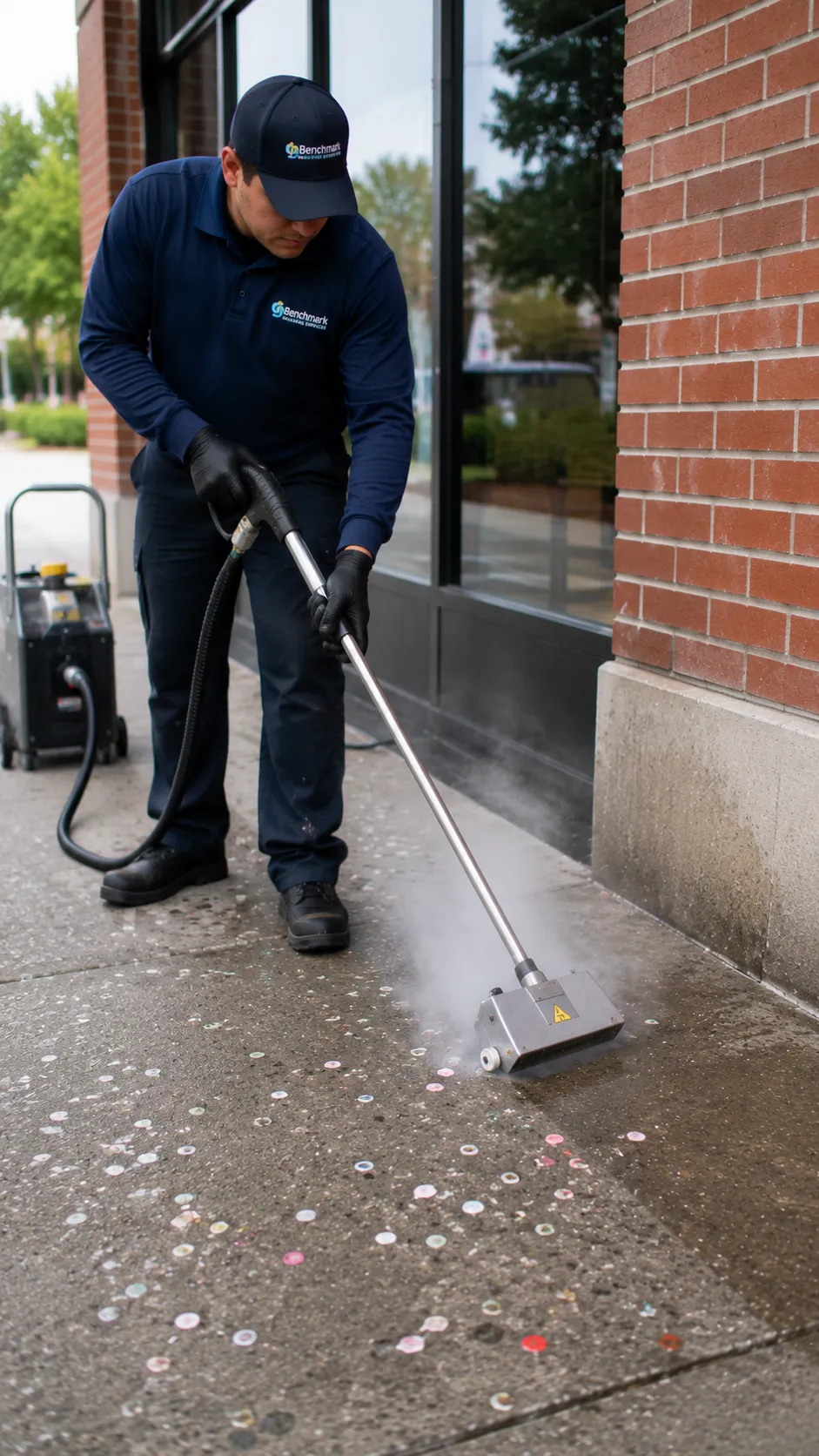 Industrial pressure washing equipment in action