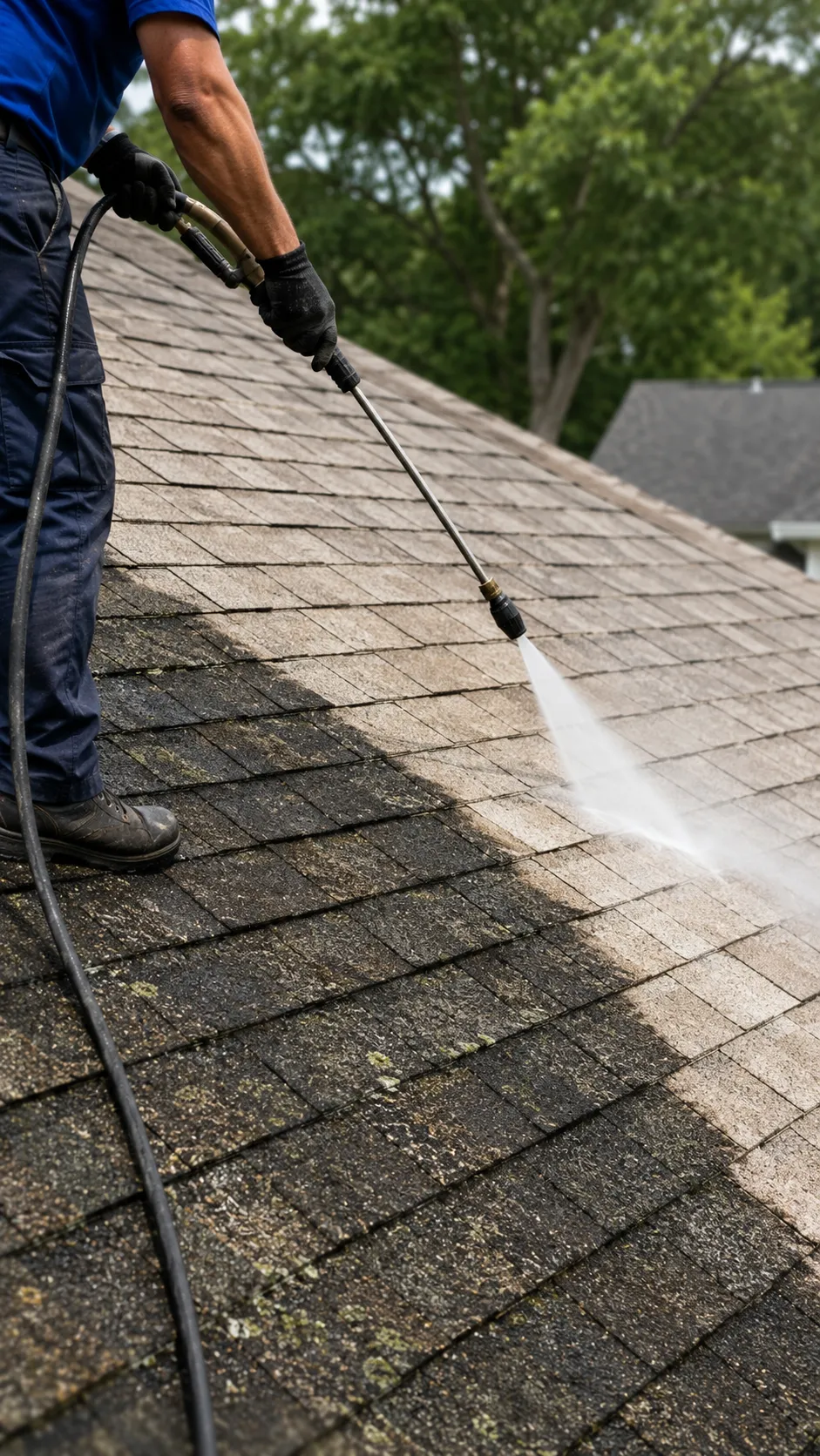 Industrial pressure washing equipment in action