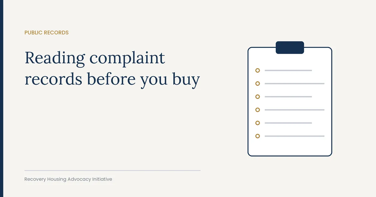 Illustration of a clipboard checklist, representing reviewing public complaint records before buying a coaching program
