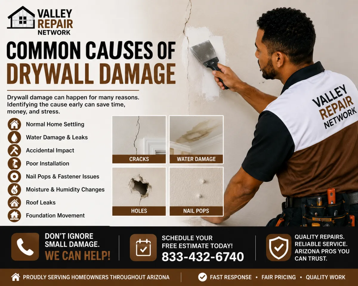 Common Causes of Drywall Damage: What Every Arizona Homeowner Should Know