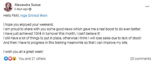 testimonial coaching program for fashio entrepreneurs and e-commerce brand owners to help them grow their business online