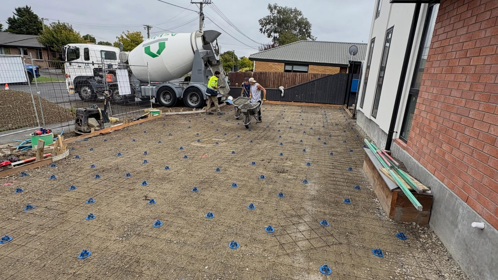 Concrete foundations prepared for a residential construction project in Christchurch