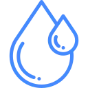 Blue icon of two overlapping water droplets symbolizing clean water or plumbing services