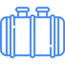 Line art icon of a large horizontal tank, suitable for septic or fuel storage