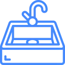 Utility or laundry sink icon with mounted faucet, representing plumbing fixtures