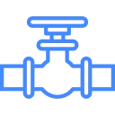 Blue line icon of industrial water pipe valve for plumbing or irrigation systems