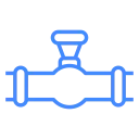 Blue icon of water control valve for plumbing or utility piping systems