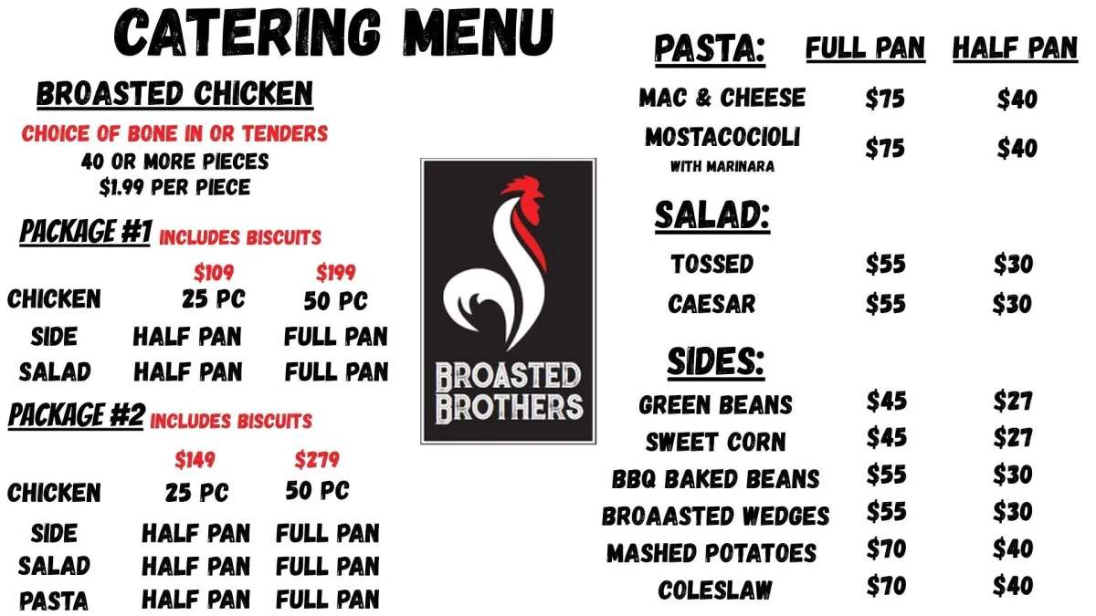 broasted brothers catering menu