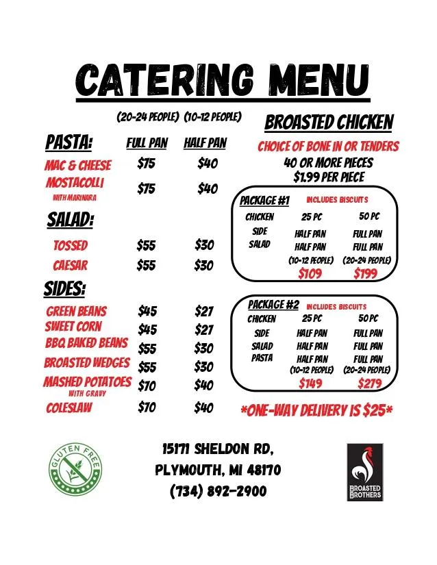 broasted brothers catering menu