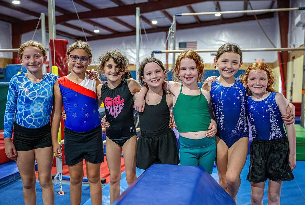 Gymnasts training at Balance Gymnastics in Wayne County