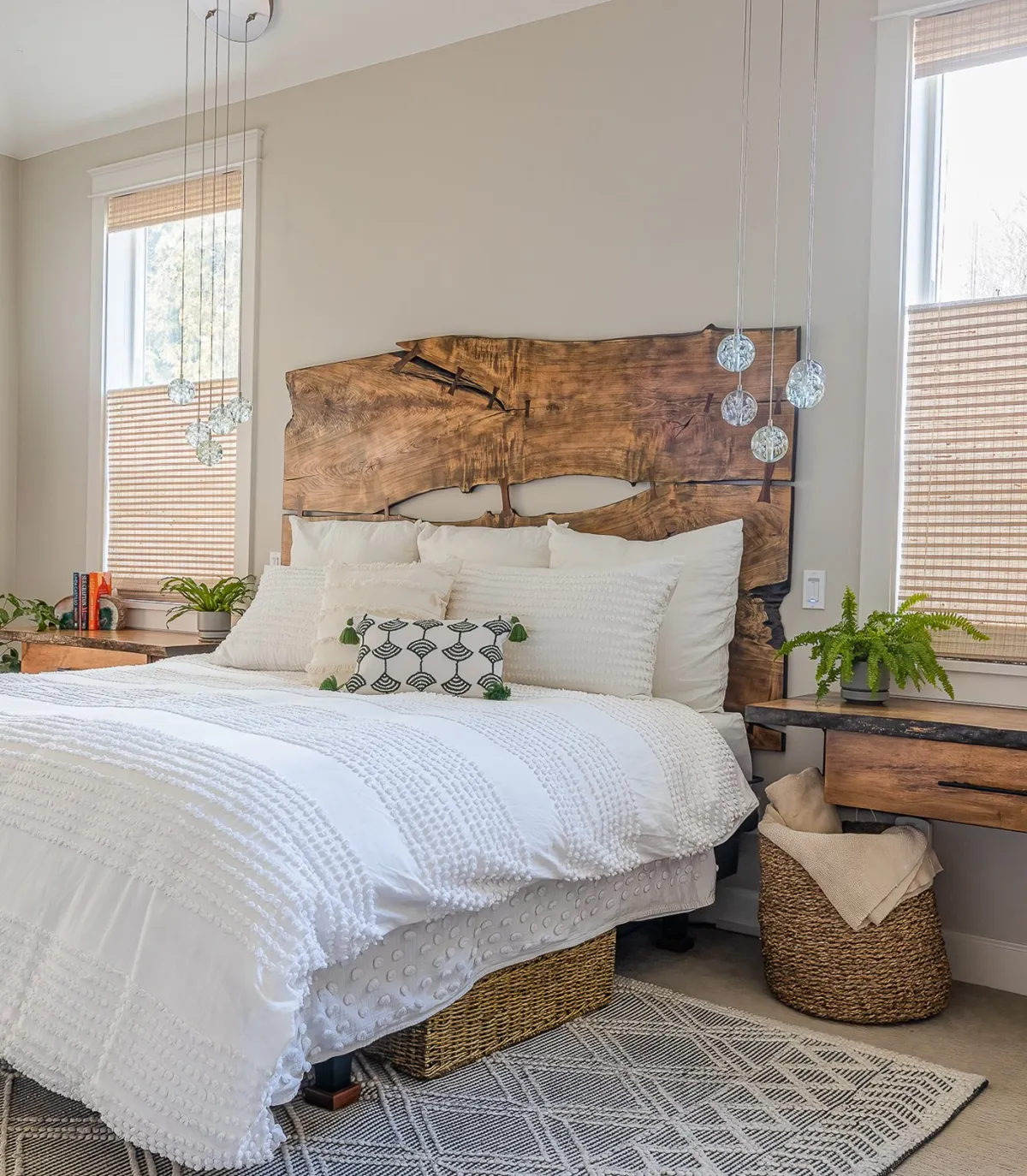 A spa-inspired bedroom, part of an interior design project in ridgefield, wa