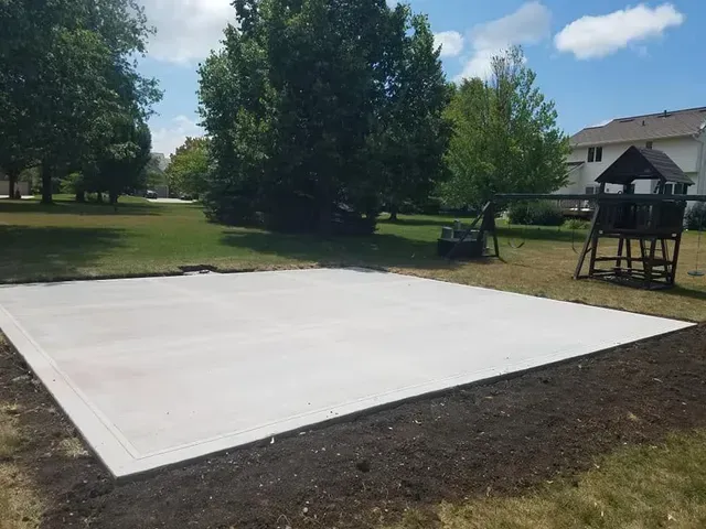 Backyard concrete sport court slab installation by Quick Concrete Solutions Central Iowa