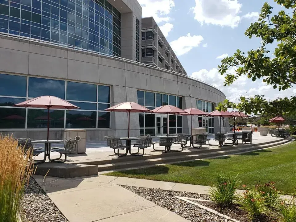 Commercial concrete patio and flatwork at large office building by Quick Concrete Solutions Central Iowa