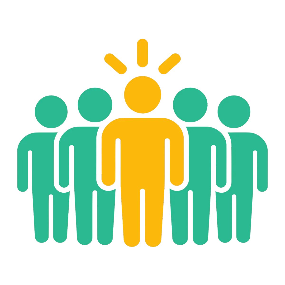 Icon of a team with one highlighted leader, representing the emotional intelligence required to manage complex school teams.