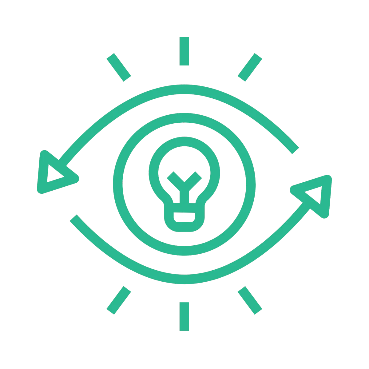 Icon of an eye with a lightbulb, representing visionary leadership and a strategic focus on a school's mission.
