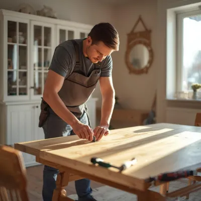handyman assembling furniture in Northwest Arkansas home
