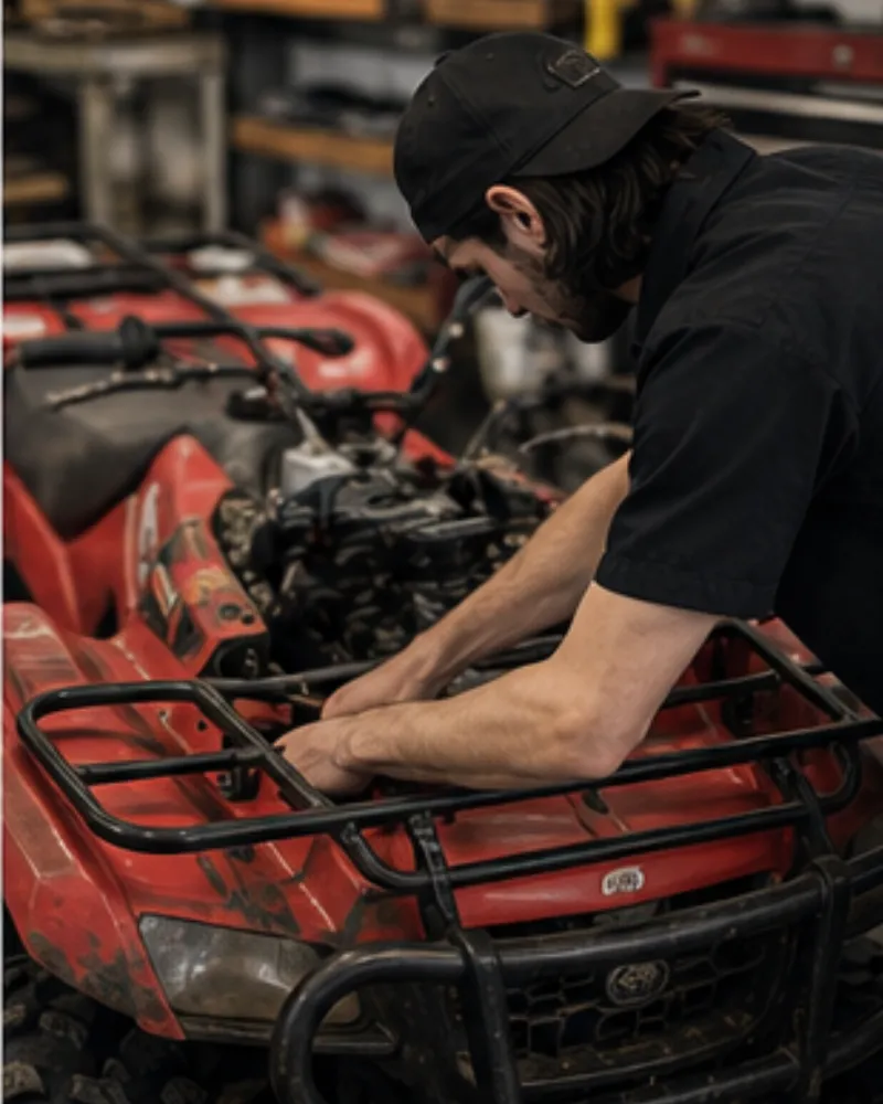 mechanic working on four wheeler