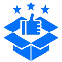 thumb up in a box with stars icon