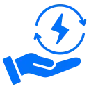 hand holding flash sign icon