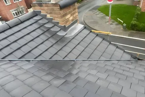 Front view of a new roof
